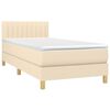 vidaXL Boxspringbett mit Matratze & LED Creme 90x200 cm Stoff