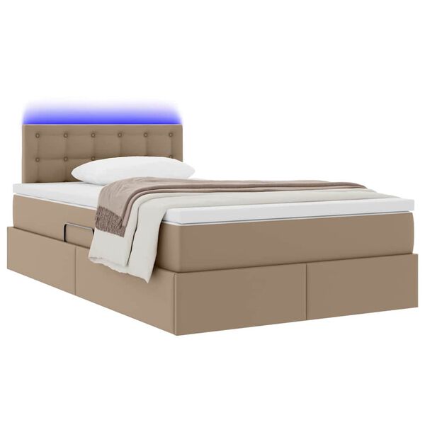 vidaXL Bett mit Stauraum und LED Cappuccino 120 x 200 cm Kunstleder
