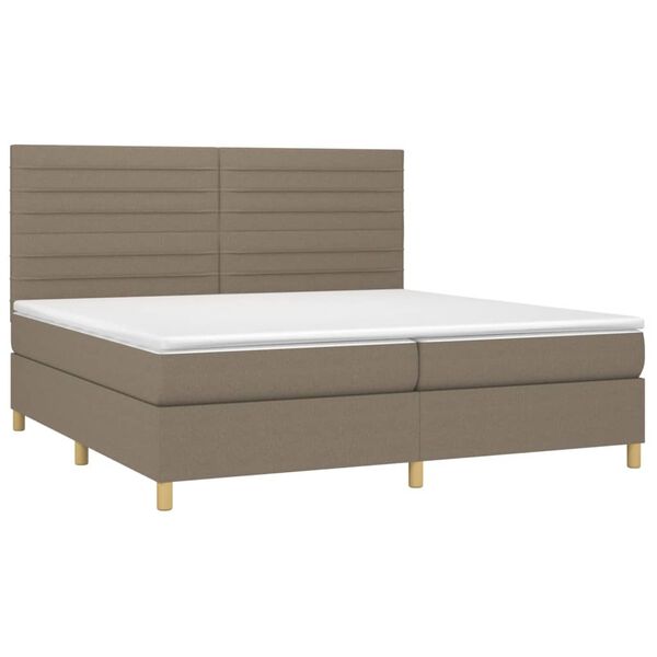 vidaXL Boxspringbett mit Matratze & LED Taupe 200x200 cm Stoff