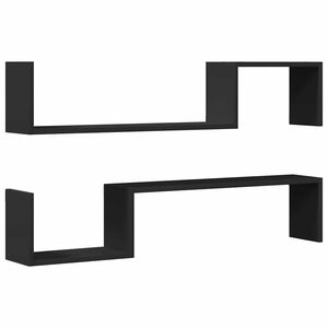vidaXL Wandregale 2 Stk. Schwarz 100x15x20 cm Holzwerkstoff
