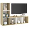 vidaXL TV-Schr&auml;nke 2 Stk. Wei&szlig; Sonoma-Eiche 107x35x37 cm Holzwerkstoff
