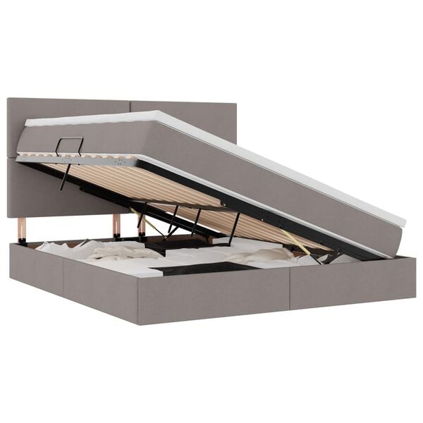 vidaXL Bett mit Stauraum und LED mit LED Taupe 160 x 200 cm Polyester