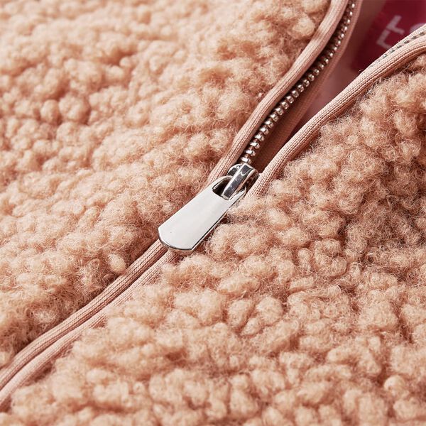 Kinder-Kapuzenjacke Teddy-Kunstpelz Heller Cognac 140