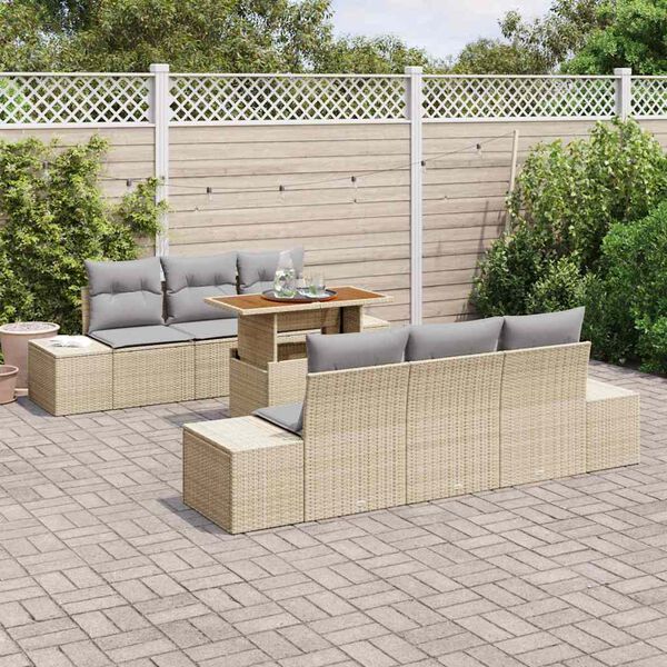 vidaXL Garten Essgruppe mit Kissen 7 pcs Beige und Grau