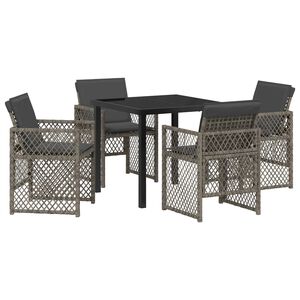 vidaXL Garten Essgruppe 5 pcs Grau Poly-Rattan