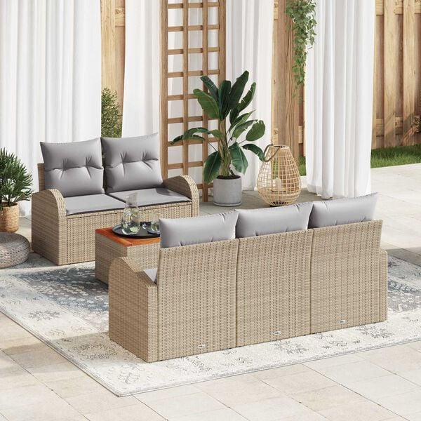vidaXL Gartensofa-set 6 pcs Beige und Hellgrau Poly-Rattan