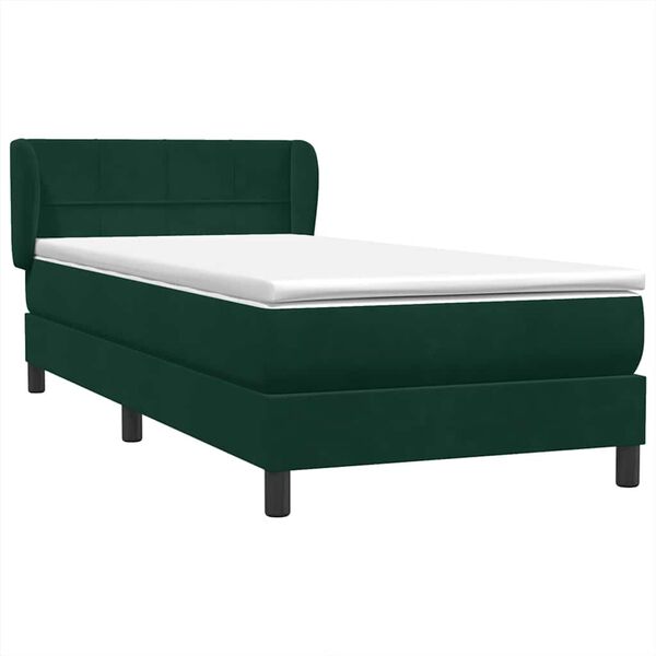 vidaXL Boxspringbett mit Matratze Dunkelgr&uuml;n 90x210 cm Samt