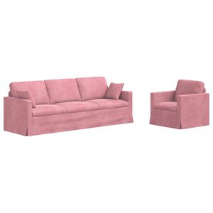 vidaXL Sofa Set 2 pcs Rosa 228 x 78 x 80 cm Samt