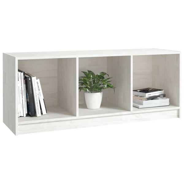 vidaXL TV-Schrank Wei&szlig; 104x33x41 cm Massivholz Kiefer