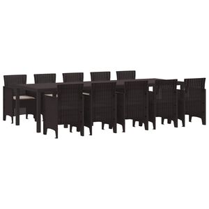 vidaXL Garten Essgruppe mit Kissen 11 pcs Braun und Taupe Poly Rattan