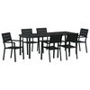 vidaXL Garten Essgruppe 7 pcs Schwarz Pulverbeschichteter Stahl