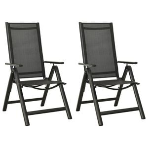 vidaXL Klappst&uuml;hle, 2 St&uuml;ck, Textilene und Aluminium, Schwarz