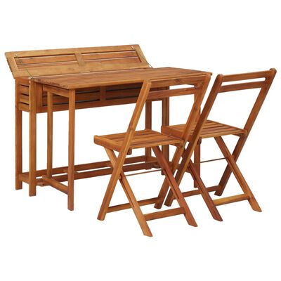 vidaXL Gartentisch mit Hochbeet und 2 Stühlen Massivholz Akazie