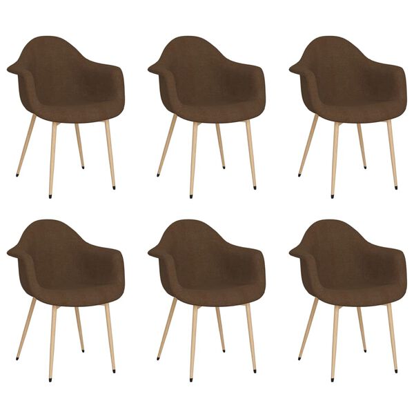 vidaXL Esszimmerst&uuml;hle 6 Stk. Dunkelbraun Stoff