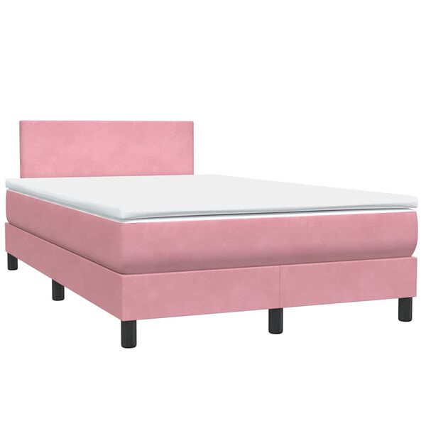 vidaXL Boxspringbett mit Matratze Rosa 120x220 cm Samt