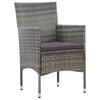 vidaXL 4-tlg. Garten-Lounge-Set mit Auflagen Poly Rattan Grau