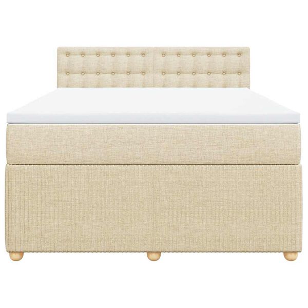 vidaXL Boxspringbett mit Matratze Creme 140x200 cm Stoff
