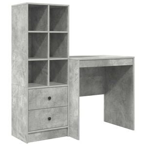 vidaXL Schreibtisch mit Schubladen mit Regal 2 pcs Beton Grau