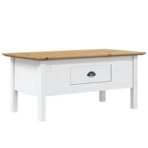 vidaXL Couchtisch BODO Wei&szlig; und Braun 100x55x46 cm Massivholz Kiefer