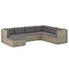vidaXL 7-tlg. Garten-Lounge-Set mit Kissen Grau Poly Rattan
