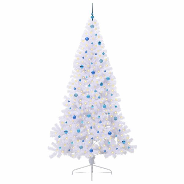 vidaXL Künstlicher Weihnachtsbaum Weiß 240 cm PVC und Stahl