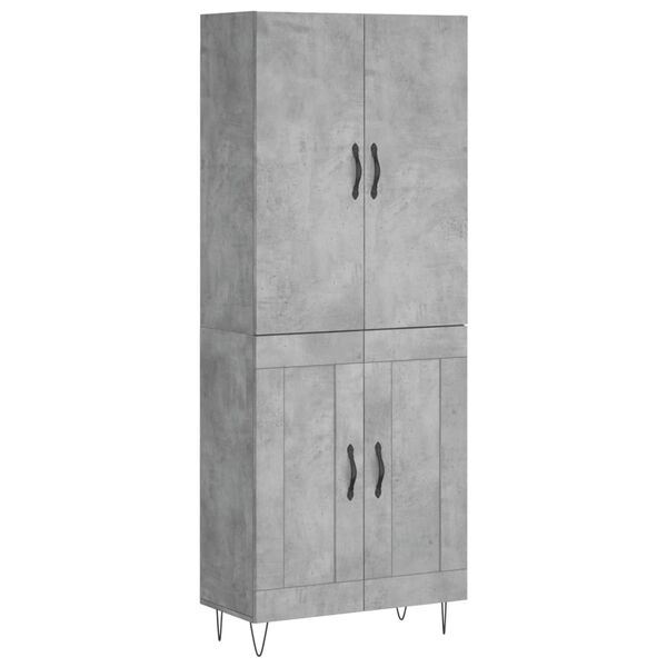 vidaXL Highboard Betongrau 69,5x34x180 cm Holzwerkstoff