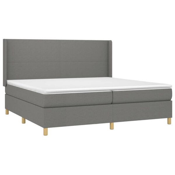 vidaXL Boxspringbett mit Matratze & LED Dunkelgrau 200x200 cm Stoff