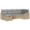 vidaXL Garten-Sofa-Set mit Kissen mit Speicher 6 pcs Beige Poly Rattan