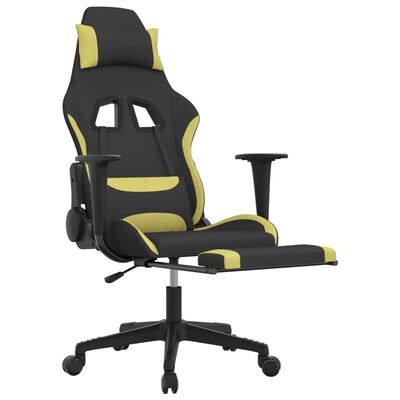 vidaXL Gaming-Stuhl mit Fußstütze Schwarz und Hellgrün Stoff