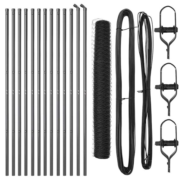 vidaXL Zaunpfosten Grau 25 x 1,2 m (50 mm Maschen) Stahl