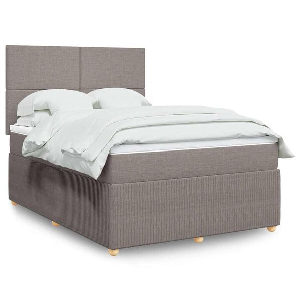 vidaXL Boxspringbett mit Matratze Taupe 140x190 cm Stoff