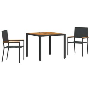 vidaXL Garten Essgruppe 3 stk. Schwarz Poly-Rattan