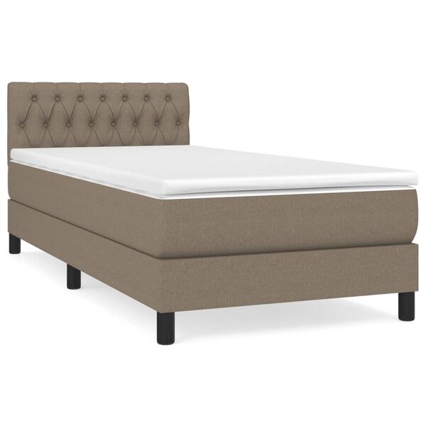 vidaXL Boxspringbett mit Matratze Taupe 90x200 cm Stoff