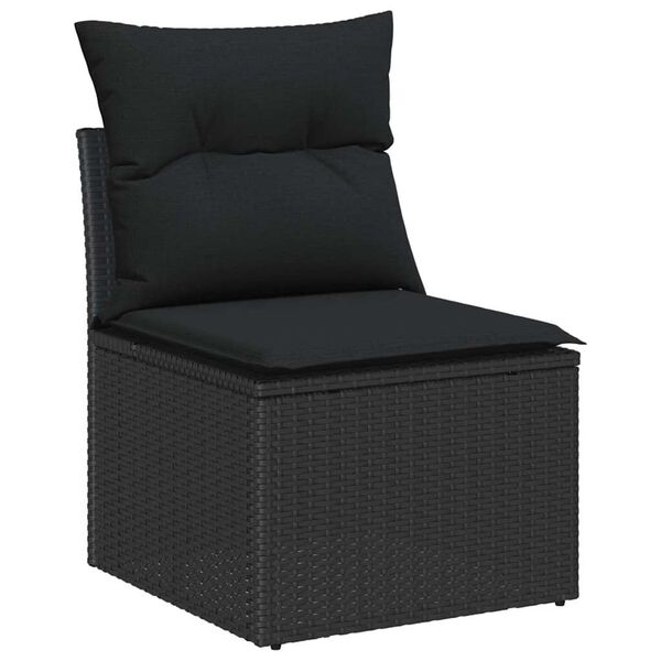 vidaXL Garten-Sofa-Set mit Speicher 9 pcs Schwarz Poly Rattan