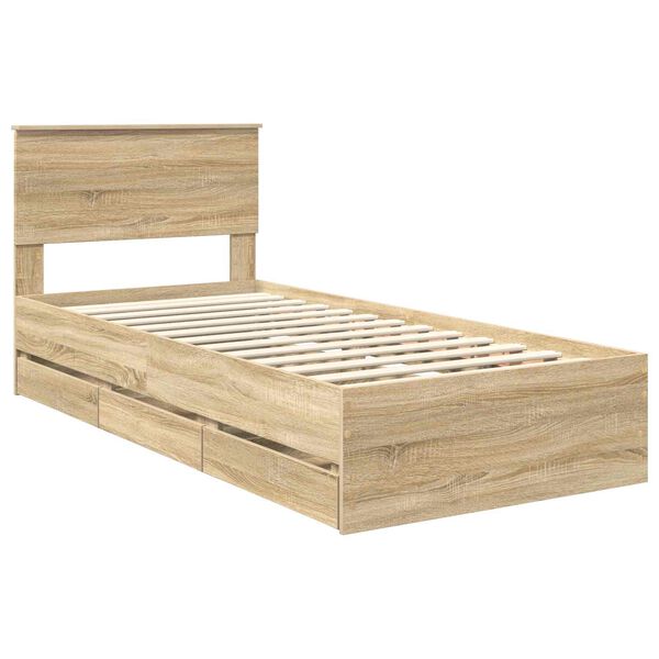 vidaXL Bettrahmen Sonoma-Eiche 90 x 190 cm Ingenieurs Holz