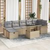 vidaXL Garten-Sofa-Set mit Kissen mit Speicher 8 pcs Beige Poly Rattan