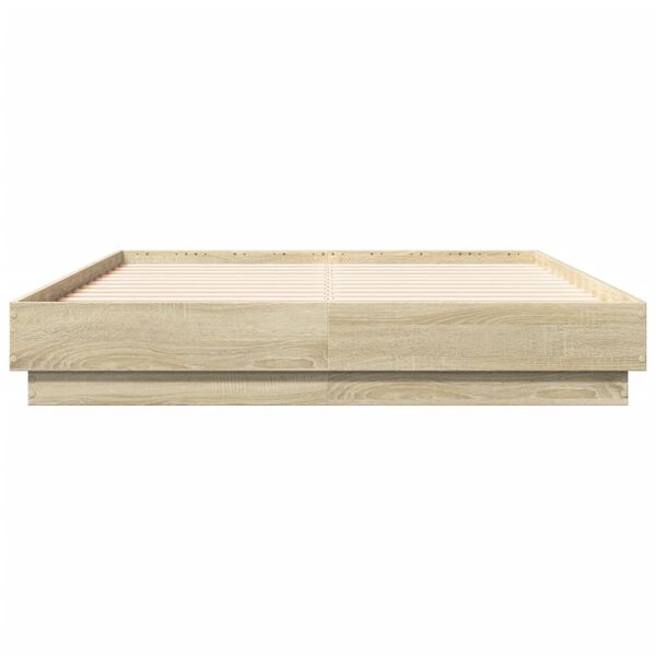 vidaXL Bettgestell Sonoma-Eiche 135x190 cm Holzwerkstoff