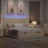 vidaXL Ottoman-Bett mit Matratzen & LEDs Creme 200x200 cm Stoff