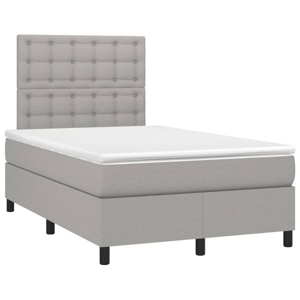 vidaXL Boxspringbett mit Matratze Hellgrau 120x200 cm Stoff