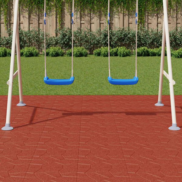 vidaXL Gehwegstein 6 pcs Rot 40,5 x 40,5 x 2 cm Gummi