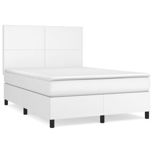 vidaXL Boxspringbett mit Matratze Weiß 140x200 cm Kunstleder