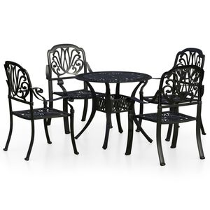 vidaXL 5-tlg. Bistro-Set Aluminiumguss Schwarz