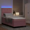 vidaXL LED Boxspringbett mit Matratze Rosa 80 x 200 cm Stoff