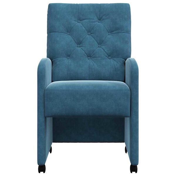 vidaXL Esszimmerst&uuml;hle mit Rollen 2 pcs Blau 58 x 67 x 97 cm Samt