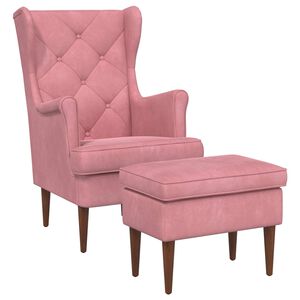 vidaXL Sessel mit Fu&szlig;hocker 2 stk. Rosa Samt
