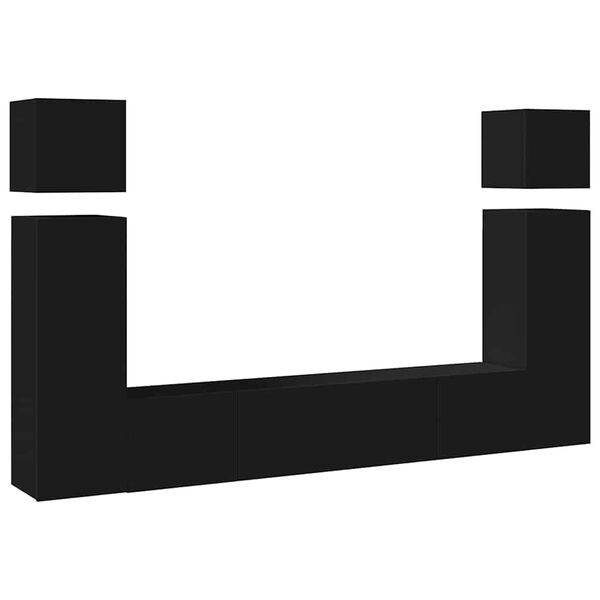 vidaXL 8-tlg. TV-Schrank-Set Schwarz Holzwerkstoff