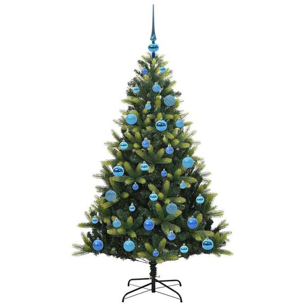 vidaXL K&uuml;nstlicher geflammter Weihnachtsbaum 150 LEDs Gr&uuml;n 150 cm