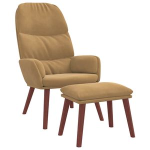 vidaXL Relaxsessel mit Hocker Braun Samt