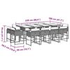 vidaXL 13-tlg. Garten-Essgruppe mit Kissen Hellgrau Poly Rattan