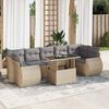 vidaXL 8-tlg. Garten-Sofagarnitur mit Kissen Beige Poly Rattan